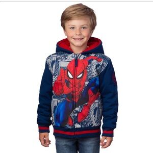 Disney Sherpa Fleece Spider-Man Cozy Hooded Jacket